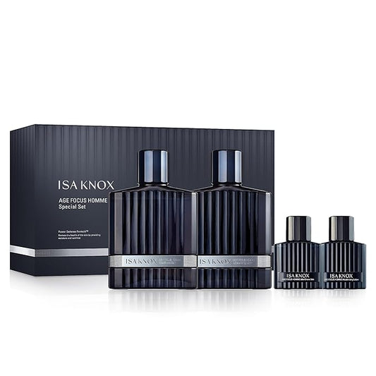 ISA KNOX Age Focus Homme (Premium Skincare Gift Set, 12.2fl oz) - Even Skin Tone & Wrinkle Care. Toner and Lightweight Moisturizer Set , Niacinamide, Adenosine | Korean Skincare,