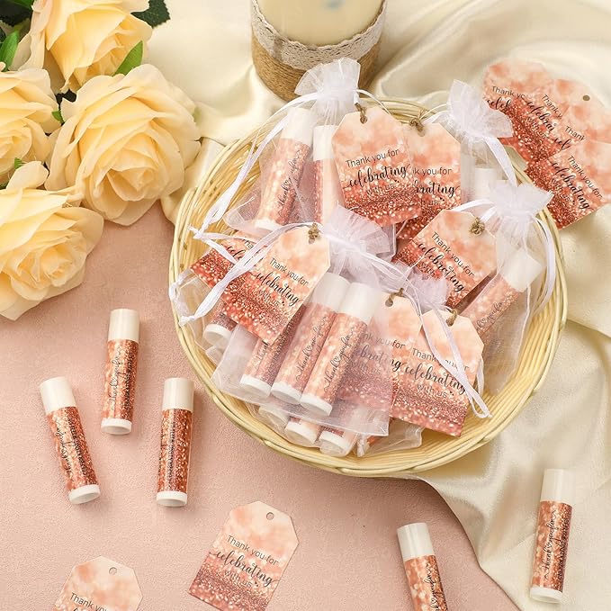 Dunzy 50 Pack Bridal Shower Favors Gifts Bulk Lip Balms Wedding Bachelorette Favors Baby Shower Favors Prizes Souvenirs Thank You Appreciation Gifts for Guests Women Men Coworker Staff