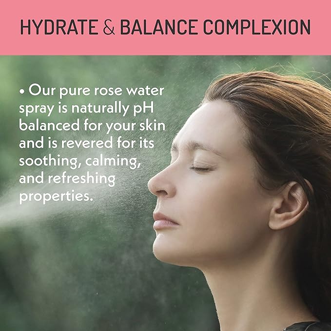Eve Hansen Organic Rose Water Spray – Pure Rosewater Face & Hair Mist for Hydration & Refreshing Glow | Facial Toner & Makeup Setting Spray | Alcohol-Free & Vegan | 4 oz