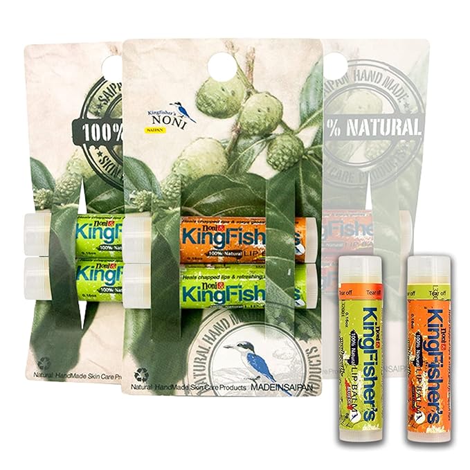 Lip Balm, 100% Natural Moisturizing Lip Balm, Ultra Hydrating Lip Care, Original Noni Oil & Virgin Coconut Oil (Pack of 2) (1 Sweet Orange and 1 Mint)