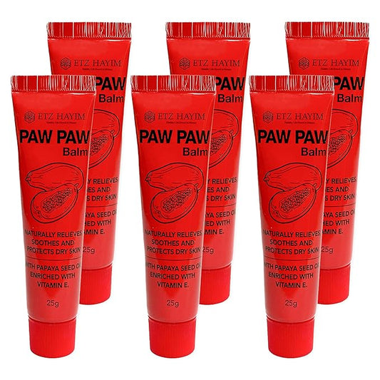 Paw Paw Ointment 25g - Pack of 6 Multi-Purpose Balm, for Lips, Skin, Hair, Cuticles, Nails and Beauty Finish. Made in Australia. Papaw enriched with vitamin E.
