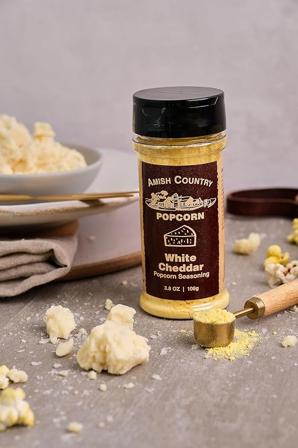 Amish Country Popcorn | White Cheddar Cheese - 3.8 oz Popcorn Seasoning | Old Fashioned, Non-GMO and Gluten Free