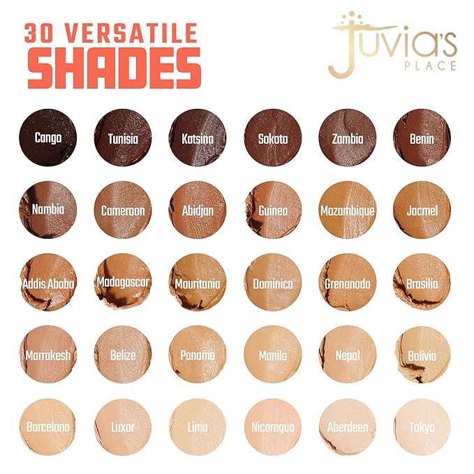 Juvia's Place Shade Stick Foundation, Concealer, Contour, Mauritania, Tan w/Neutral Golden Undertone, .34 oz