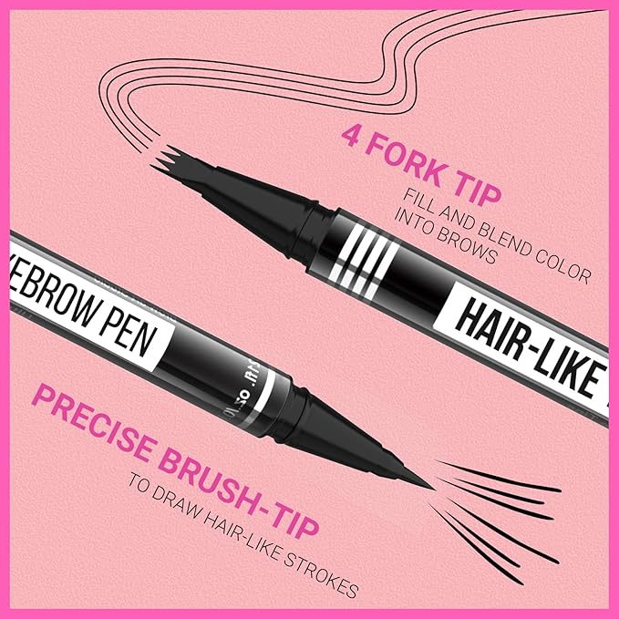 iMethod Eyebrow Pen - Eyebrow Pencil Magical 2-in-1 Eye Brow Pencils for Women with 4-Fork-Tip & Precise Brush-Tip for Natural Hair-Like Brows, Last All-Day, with Eyebrow Spoolie Brush, Reddish Brown