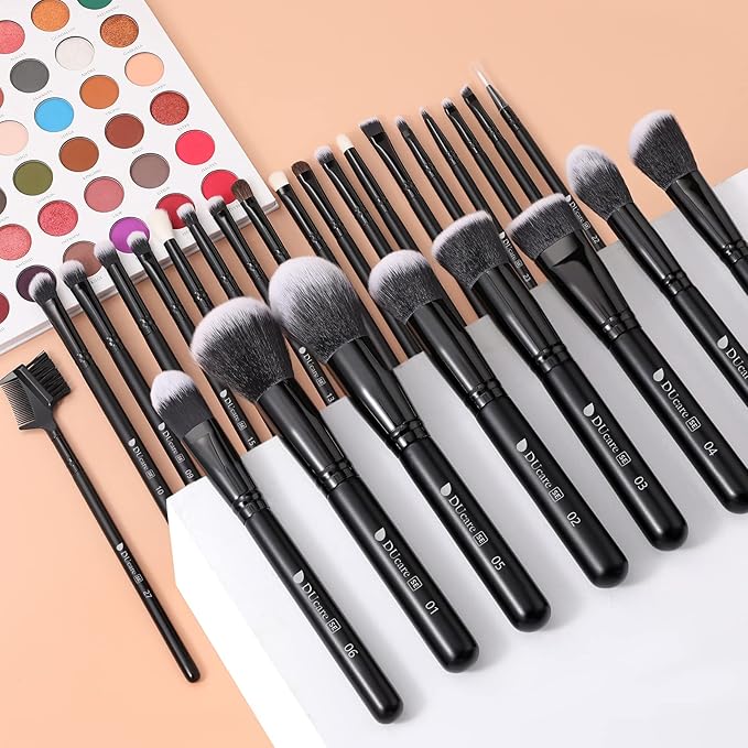 DUcare Professional Makeup Brushes Set 27Pcs Makeup Brush Set Premium Synthetic Kabuki Foundation Blending Face Powder Blush Concealers Eye Shadows Brushes