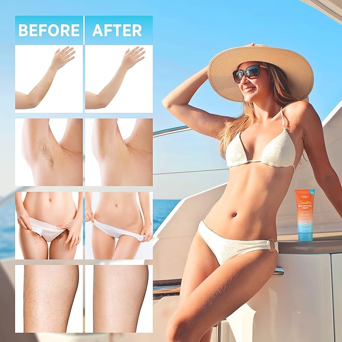 Hair Removal Cream for Women - 5-Minute Painless Depilatory for Sensitive Skin & Bikini Area - Plant-Based, No-Irritation Formula for Legs, Arms & Underarms
