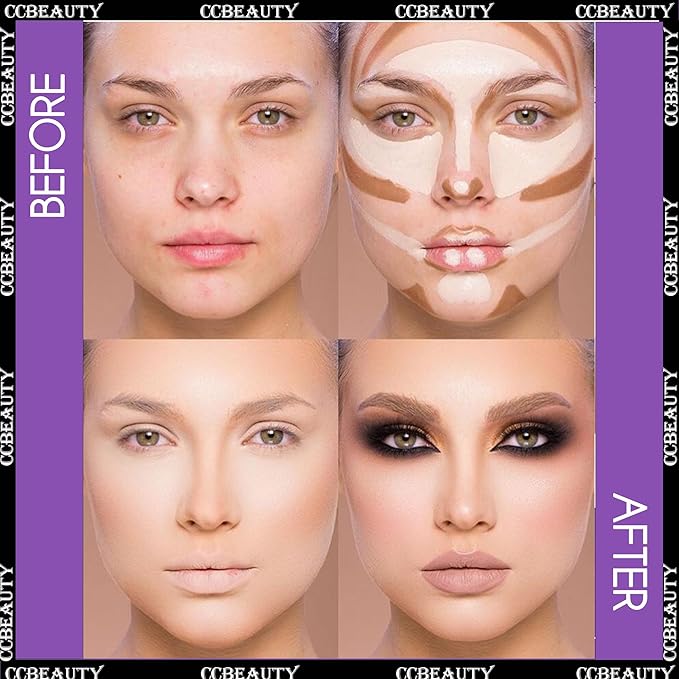 CCbeauty Contour Stick, 3pcs Dual-ended Wonder Stick Cream Highlight & Contour Kit, Bronzer and Highlighter Set for Face Contouring Shaping Makeup, Long Lasting & Waterproof - All Skin