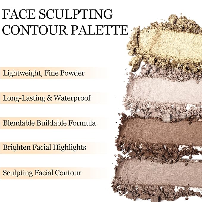 Erinde Matte Grey Contour Palette, Cool Toned Face Sculpting Bronzer Pressed Powder Contour, Lightweight, Ultra-Blendabled, Multiuse Baked Contouring Makeup for Light Skin Tone, 01 Grey Brown