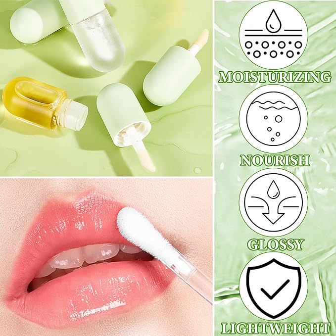 Lip Plumper Set,Lip Plumper Oil Gloss Moisturizing Lip Plumper Lip Care Serum,Hydrating Plump Gloss Reduce Fine Lines,Lip Plumper for Day & Night Use Set A（2Pcs）