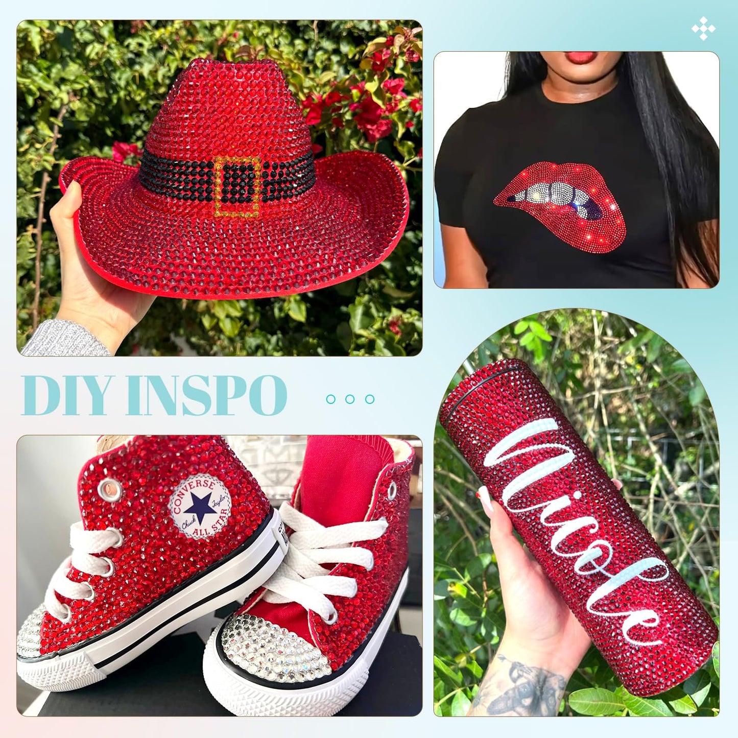 6100Pcs Resin Rhinestones for Crafting with 2Pcs 10ml B7000 Jewelry Glue, 1 Box Flatback Crystals Diamond (Red) for Bedazzling Crafts DIY Nail Art Non Hotfix Gems for Clothing Shoes Tumblers