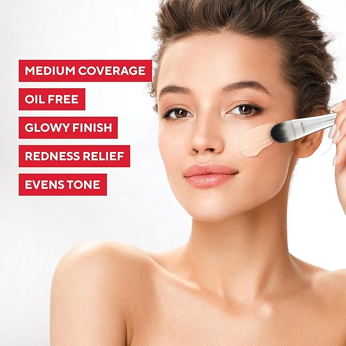 Mirabella Skin Tint Creme Liquid Foundation Makeup, Oil-Free Mineral Foundation for Medium Coverage - w/Hyaluronic Acid, Squalane, & Allantoin for All Skin Types - IVC Cool