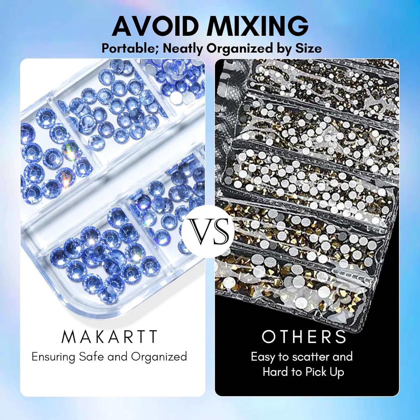 Makartt Blue Nail Rhinestones Flatback Rhinestones Multi-Size Round Crystal Glass Nail Charms Diamonds Nail Jewels for DIY Crafts Makeup Nail Art Supplies Accessories Christmas Gift