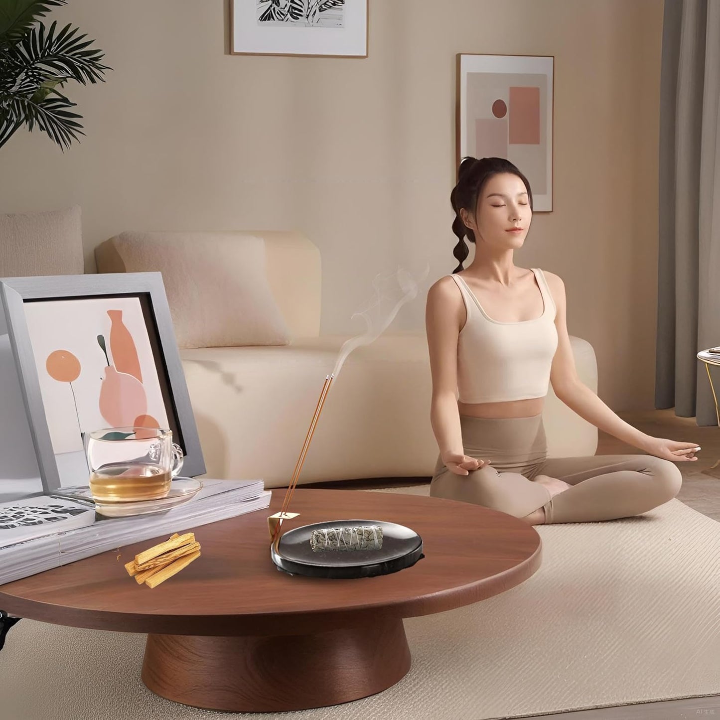 7.1-Inch Marble Incense Holder, Long Incense Holder for Sticks, Large Incense Sticks Holder for Meditation Yoga SPA, Incense Burne for Palo Santo/Sage/Cone/(Black)