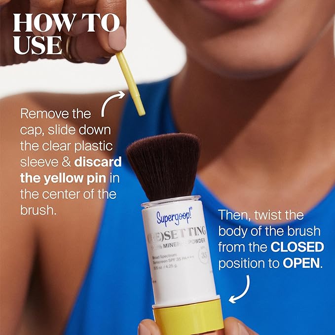 Supergoop! (Re) setting 100% Mineral Powder, Light - 0.15 oz - Makeup Setting Powder + Broad Spectrum SPF 35 PA+++ Sunscreen - With Ceramides, Olive Glycerides & Coated Silica Spheres