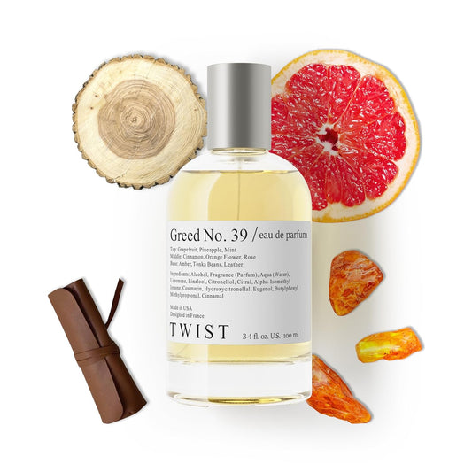 Twist Greed No. 39 - Eau De Parfum Inspired by P. R. One Million, Long-Lasting Perfume for Men, Mandarin & Cinnamon, Vegan, Clean Ingredients, Fragrance - Spray 100 ml | 3.4 fl. oz.