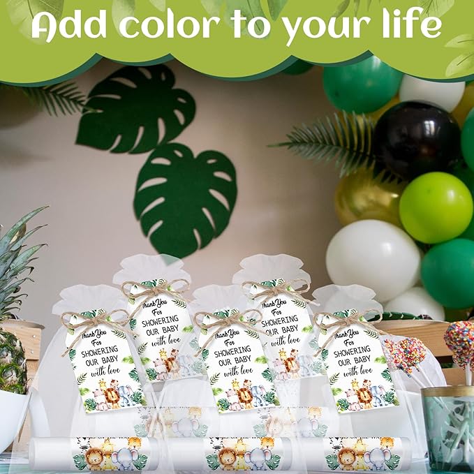 Dunzy 50 Pack Baby Shower Party Gifts Favors Bulk Lip Balms for Guests Boys Girls Games Neutral Gender Reveal Favors Baby Shower Prizes Souvenirs Bags Stuffer(Jungle Animal)