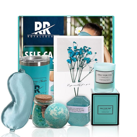 Get Well Soon Spa Gift Set for Women - Thoughtful Care Package with 7 Relaxing Items Including Soy Candle, Bath Bomb, and 22oz Coffee Tumbler - Surgery Recovery Gifts