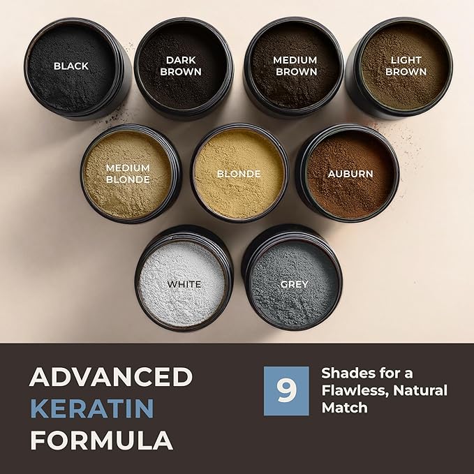 Keratin Hair Fibers for Men & Women - Fill In Fine or Thinning Hair, Instantly Thicker, Fuller Looking Hair (Medium Brown 15g)