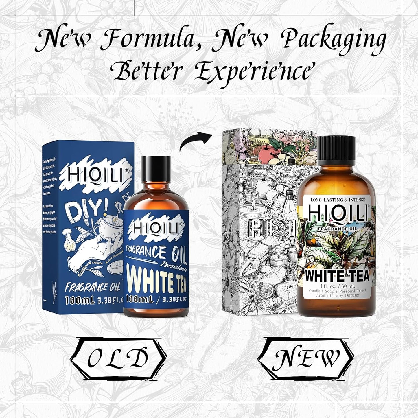 HIQILI White Tea Fragrance Oil for Essential Oil Diffuser, DIY Candle & Soap Making, Blend to Perfume & Air Freshener Spray - 1 Fl Oz