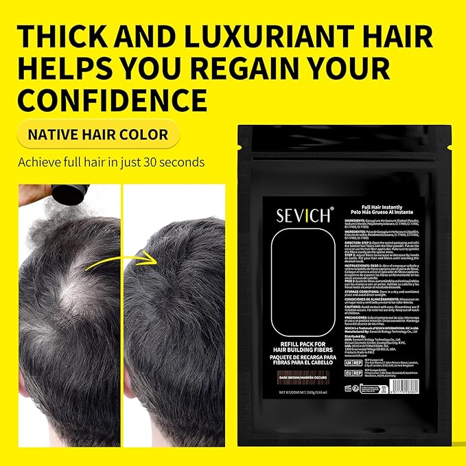 SEVICH Hair Fibers Refill 100g - Compatible with Most Brand Bottles | Hair Building Fibers for Thinning Hair | Instant Thickening Powder for Men & Women | 5-Second Natural Coverage,Medium Blonde