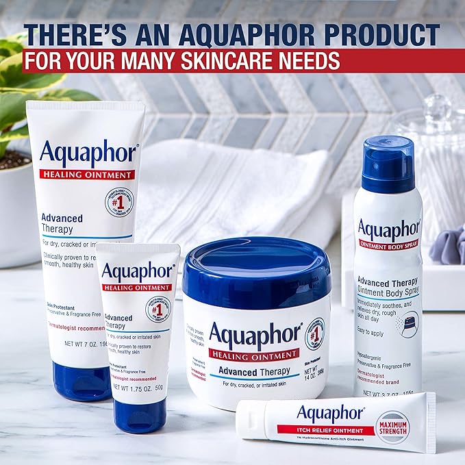 Aquaphor Healing Ointment, Advanced Therapy Skin Protectant, Multi-Purpose Healing Ointment and Body Moisturizer, For Dry, Cracked Skin, Minor Cuts and Burns, 14 Oz Jar