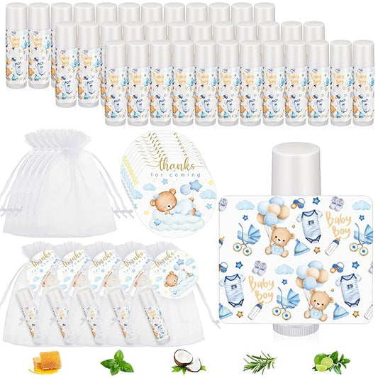 Fumete 50 Pack Bear Baby Shower Party Gifts Favors Bulk Lip Balms for Guests Boys Girls Neutral Gender Reveal Favors for Baby Shower Prizes Souvenirs Bags Stuffer Classroom Prizes
