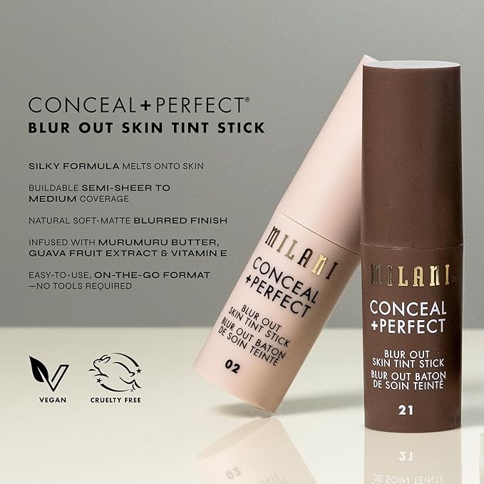 Milani Conceal + Perfect - Skin Tint Stick, Blur Out Tinted Moisturizer Makeup, Shade 017