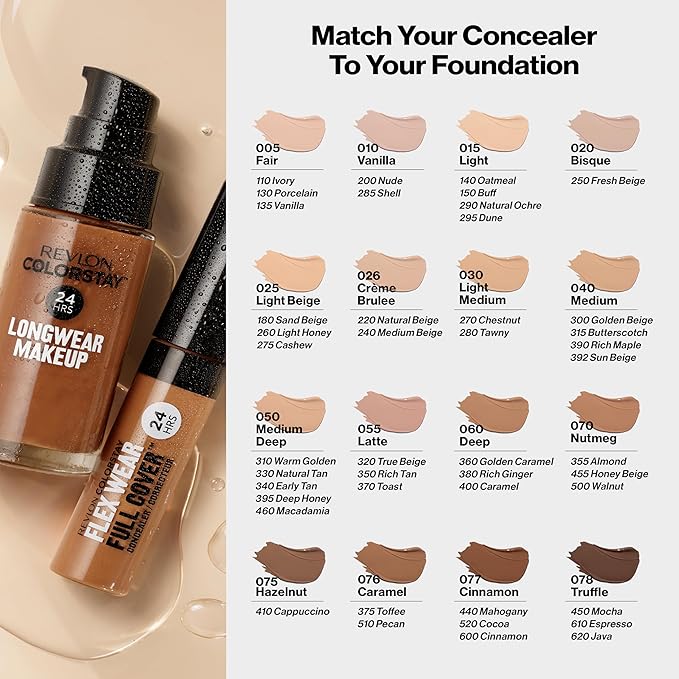 Revlon Liquid Foundation, ColorStay Face Makeup for Combination & Oily Skin, SPF 15, Medium-Full Coverage with Matte Finish, Chestnut (270), 1.0 oz