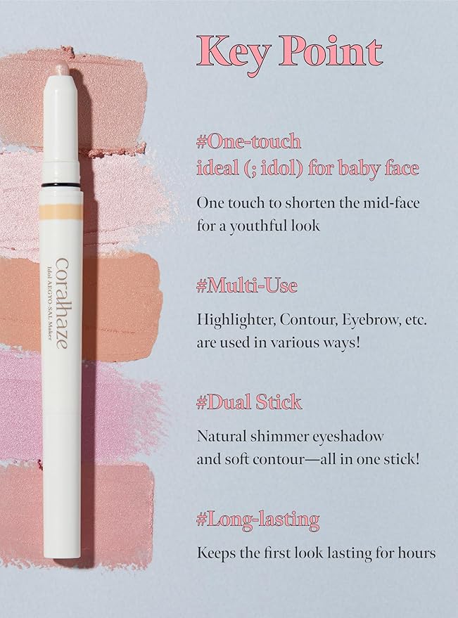 CORALHAZE Idol AEGYO-SAL Maker 01 Champagne Beige, 2-in-1 Under-Eye Highlighter and Contour Liner for Bright, Voluminous Eyes, Long-Lasting, Smudge-Proof Shimmer Stick with Natural Glow, Korean Beauty