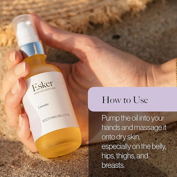 ESKER Natural Soothing Belly Oil | (2.0oz) | Plant-Based Formulated for Pre and Postpartum Skin | Designed to Fade Existing Stretch Marks and Prevent the Formation of New Ones | Cruelty Free