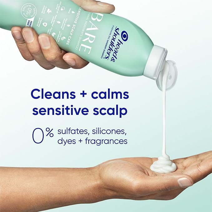 Head & Shoulders BARE Dandruff Shampoo Twin Pack, Fragrance-Free, Sensitive Scalp Care, Sulfate-Free, Silicone-Free, Dye-Free, Eco-Friendly Bottles, Safe for All Hair Types, 13.5 Fl Oz Each (Set of 2)