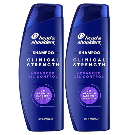 Head & Shoulders Clinical Dandruff Shampoo Twin Pack, Prescription Strength, Oil & Flake Control, Seborrheic Dermatitis Relief, Citrus, 13.5 Fl Oz Each (Set of 2)