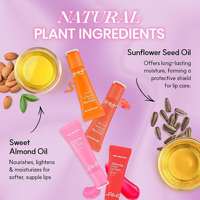 Glowing Color Lip Balm 0.35 Oz| Hydrating Lip Balm Lip Gloss for Girls | Vegan Lip Balm & Lip Plumping Gloss | Lip Glowy Balm & Lip Care for Dry Lips | Moisturizing Lip Balm Summer Fig