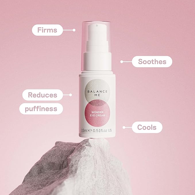 Balance Me Wonder Eye Cream, With Hyaluronic Acid, Reduces Dark Circles & Puffiness, Anti-Ageing & Hydrating Eye Gel, For All Skin Types, 100% Natural, Vegan & Cruelty Free Made In UK, 0.5 Fl Oz