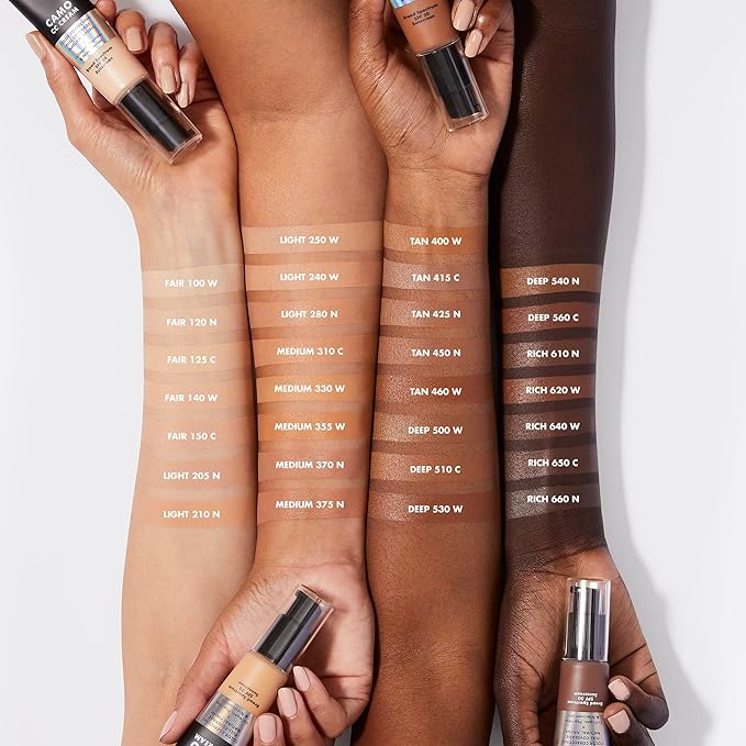 e.l.f. Camo CC Cream, SPF 30 Color-Correcting Medium-To-Full Coverage Face Foundation, Delivers An Airbrushed Finish, Vegan & Cruelty-Free, Light 250 W