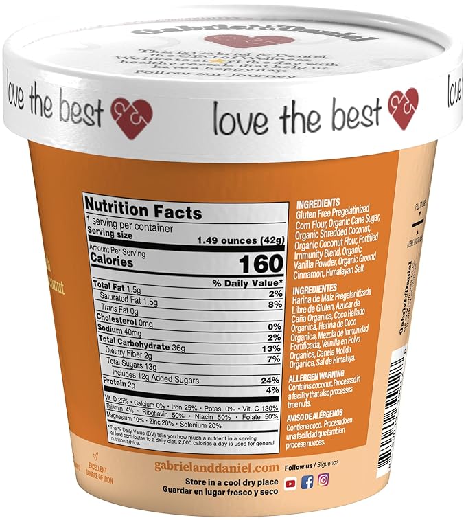 Gabriel & Daniel Gluten Free Instant Cream of Corn with Coconut – Non-GMO, Pure and Wholesome Hot Cereal – Creamy Texture with Mazamorra – Microwave Cup for a Nourishing and Easy Breakfast (Pack of 6)