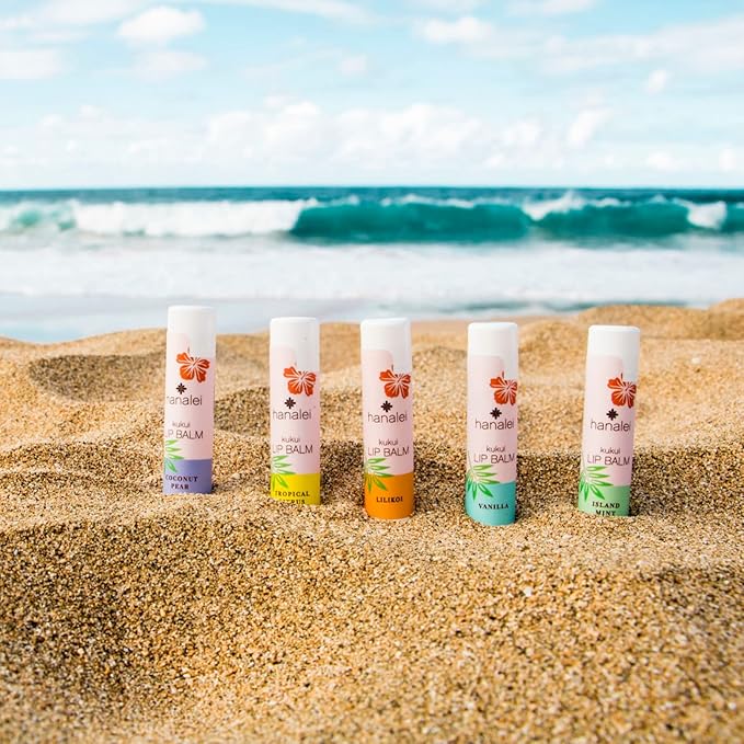 Hanalei Lip Balm and Moisturizer - Natural Kukui Oil and Beeswax Lip Moisturizer to Hydrate and Replenish Dry, Chapped Lips - Made in USA - Coconut Pear