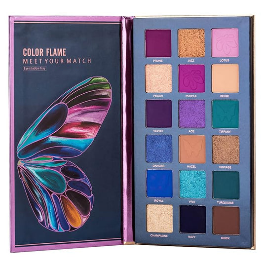 18 Colors Eyeshadow Palette, Butterfly Series Highly Pigmented Eye Makeup Palette, Matte Shimmer Metallic Powder Eyeshadow Pallet, Makeup Palette Cosmetics Gift, 110