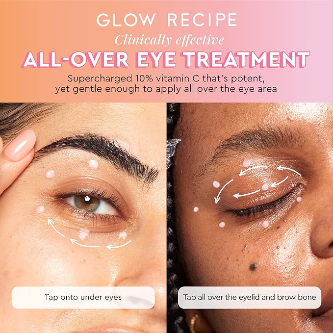Glow Recipe Guava Vitamin C Brightening Eye Cream - Hydrating Under Eye Cream with Niacinamide, Peptides & Caffeine - Firming & Illuminating Dark Circles Under Eye Treatment for Puffiness (15ml)
