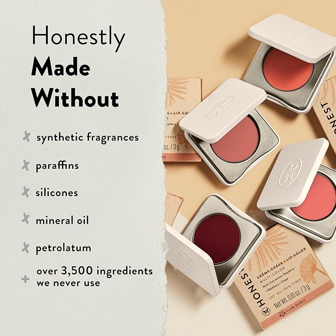 Honest Beauty 2-in-1 Creme Cheek Blush + Lip Color | EWG Verified, Vegan + Cruelty Free | Peony Pink, .1 oz