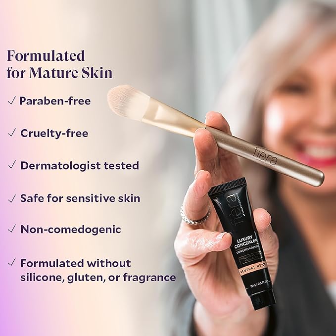 Fièra Luxury Concealer with Anti-Aging - All Day Coverage for Dark Circles, Fine Lines, Wrinkles & Spots - Neutral Beige, 0.5 Ounce