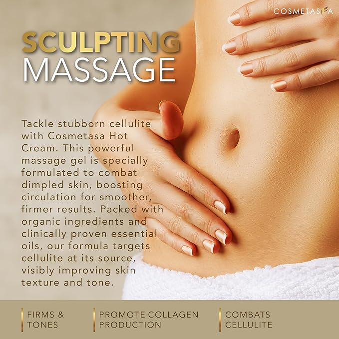 Cellulite Massage Oil, Gel & Mitt - Natural Hot Cream Massage Gel, Oil & Massager - Firm, Tone, Tighten & Moisturize Skin. Soothes Muscles (16.9 oz)