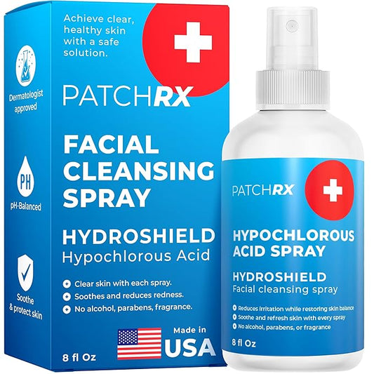 Hypochlorous Acid Spray (8oz, 2 packs), HOCL Facial Cleanser Acne Spray for Face, Body, Eczema, Pimples, Breakouts & Overall Skin Recovery (Reduces Redness)