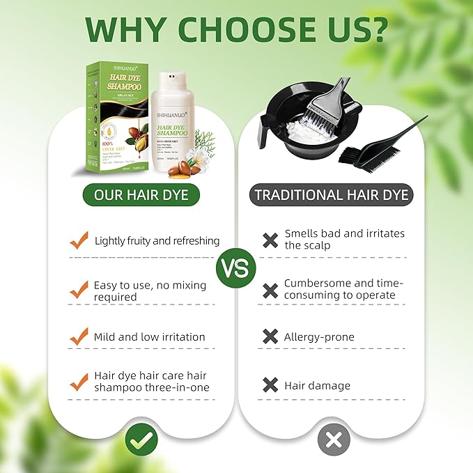 Hair Dye Shampoo 3 in 1 for Gray Hair Coverage, Argan nut Natural Shampoo Hair Dye for Women & Men/Ammonia-Free 500ml(Coffee)