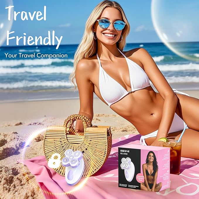 Electric Razors for Women - Upgraded Magnetic Electric Shaver for Women, Cordless Painless Hair Remover for Legs Bikini Face, Lady Trimmer for Sensitive Skin, Detachable and Waterproof, Grape