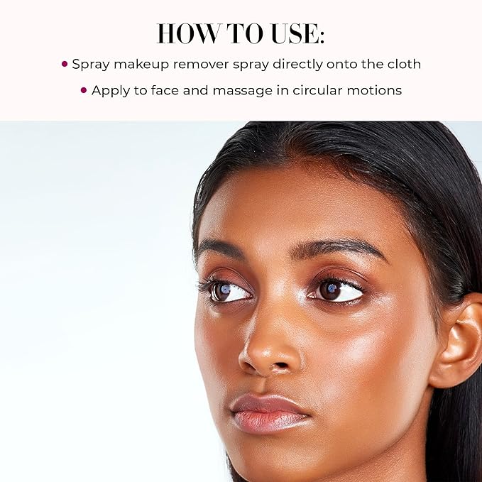 LUMINESS Airbrush Spray Makeup Eraser & Makeup Remover Cloth Set - Eye Makeup Remover Spray with Reusable & Eco-Friendly Makeup Washcloths for Face - Gentle Make Up Remover for Soft Skin