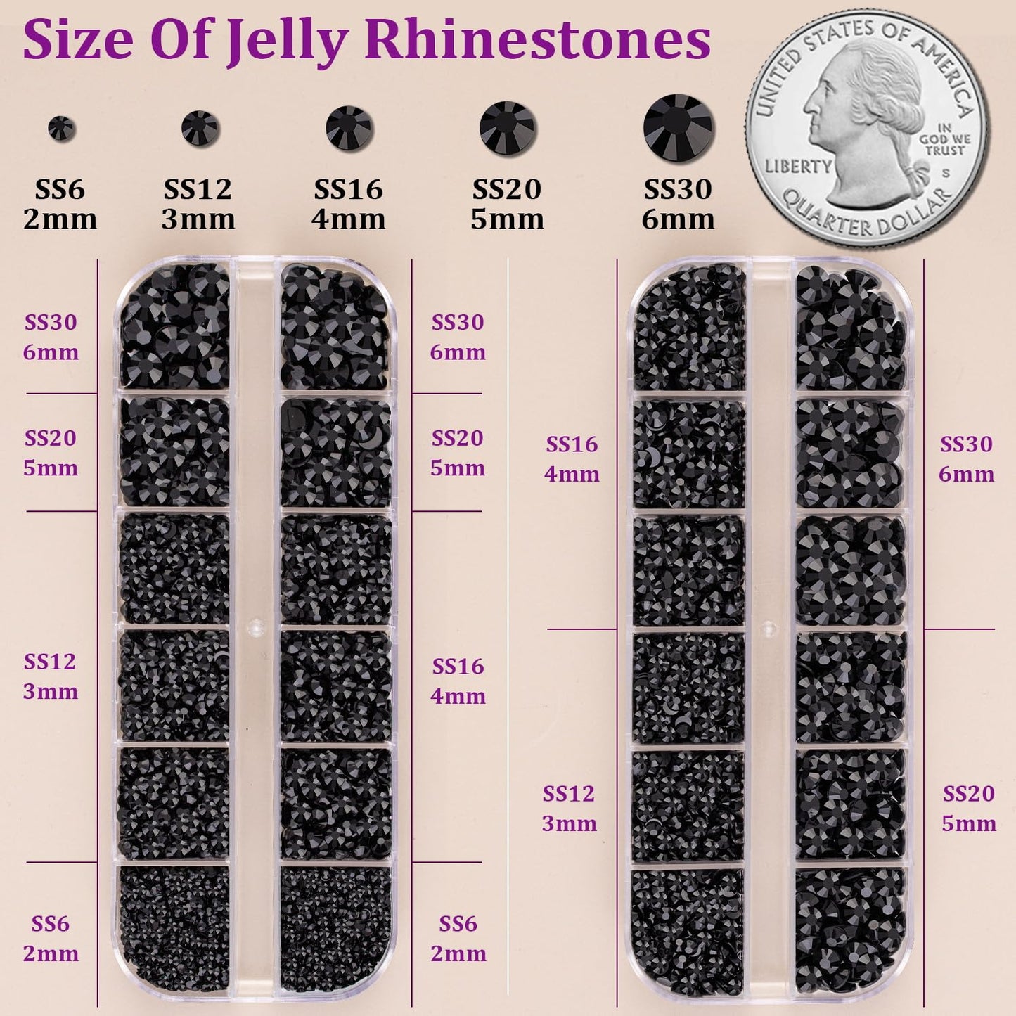 Resin Jelly Rhinestones for Crafting with B7000 Jewelry Glue, 2 Boxes Black Flatback Crystals with 3Pcs 10ml Glue, Bedazzling Non Hotfix Gems for DIY Tumblers Clothing Shoes Manicure