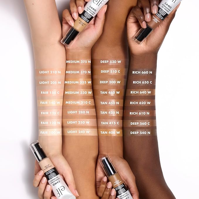 e.l.f. Hydrating Camo CC Cream, SPF 30, Color Correcting Full Coverage Foundation For A Dewy Finish, Vegan & Cruelty-Free, Deep 500 W