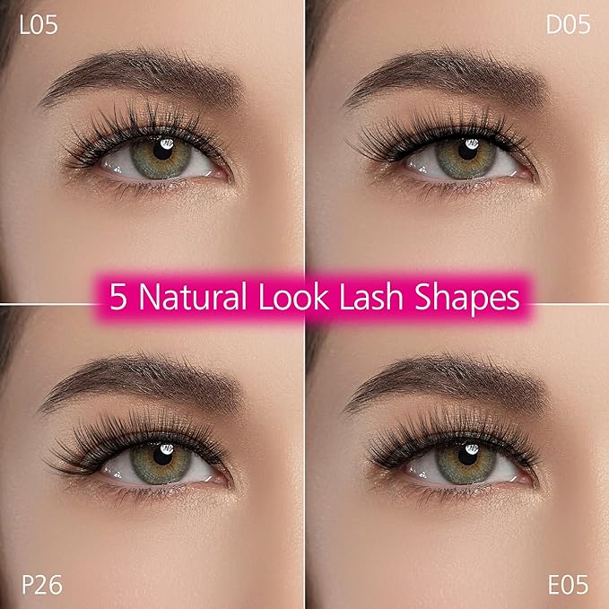 Eliace Luxurious 50 Pairs 5 Styles Cat Eye Lashes Wispy False Eyelashes Natural look 3D Mink Lashes Fake Eyelashes Kit, Thin Soft Band Comfortable Fluffy Volume Cross Strip Lash, with Lash Tweezers