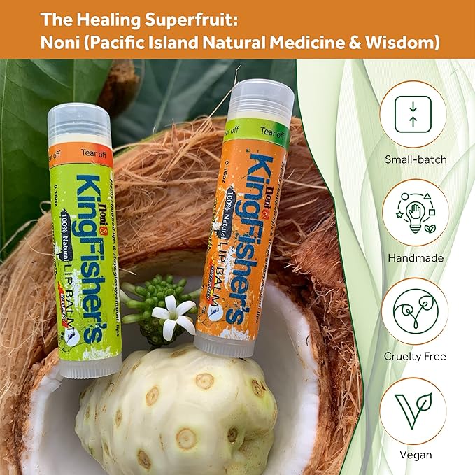 Lip Balm Mint,100% Natural Moisturizing Lip Balm, Ultra Hydrating Lip Care, Original Noni Oil & Virgin Coconut Oil, Fresh Mint Flavor Lip Care (Pack of 2)